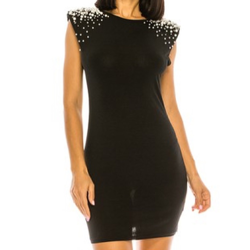 Sleeveless Pearl Shoulder Dress